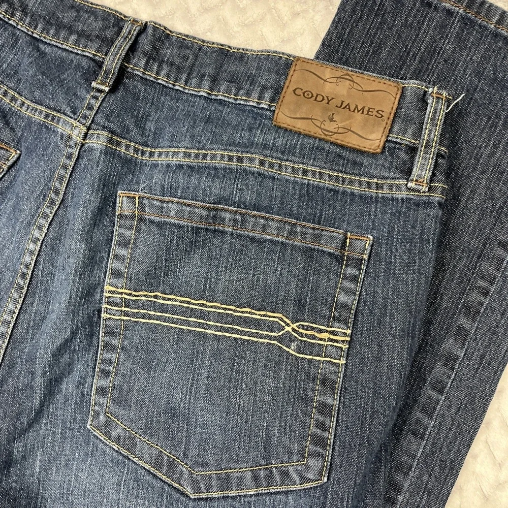 Cody James Jeans Mens 36x32 Bootcut Western Dark Wash Thick Pocket Stitching